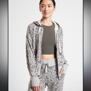 Athleta Gray Floral Balance Full Zip Hoodie Size Small Brand